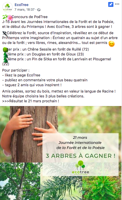 Jeu-concours sur leur page Facebook