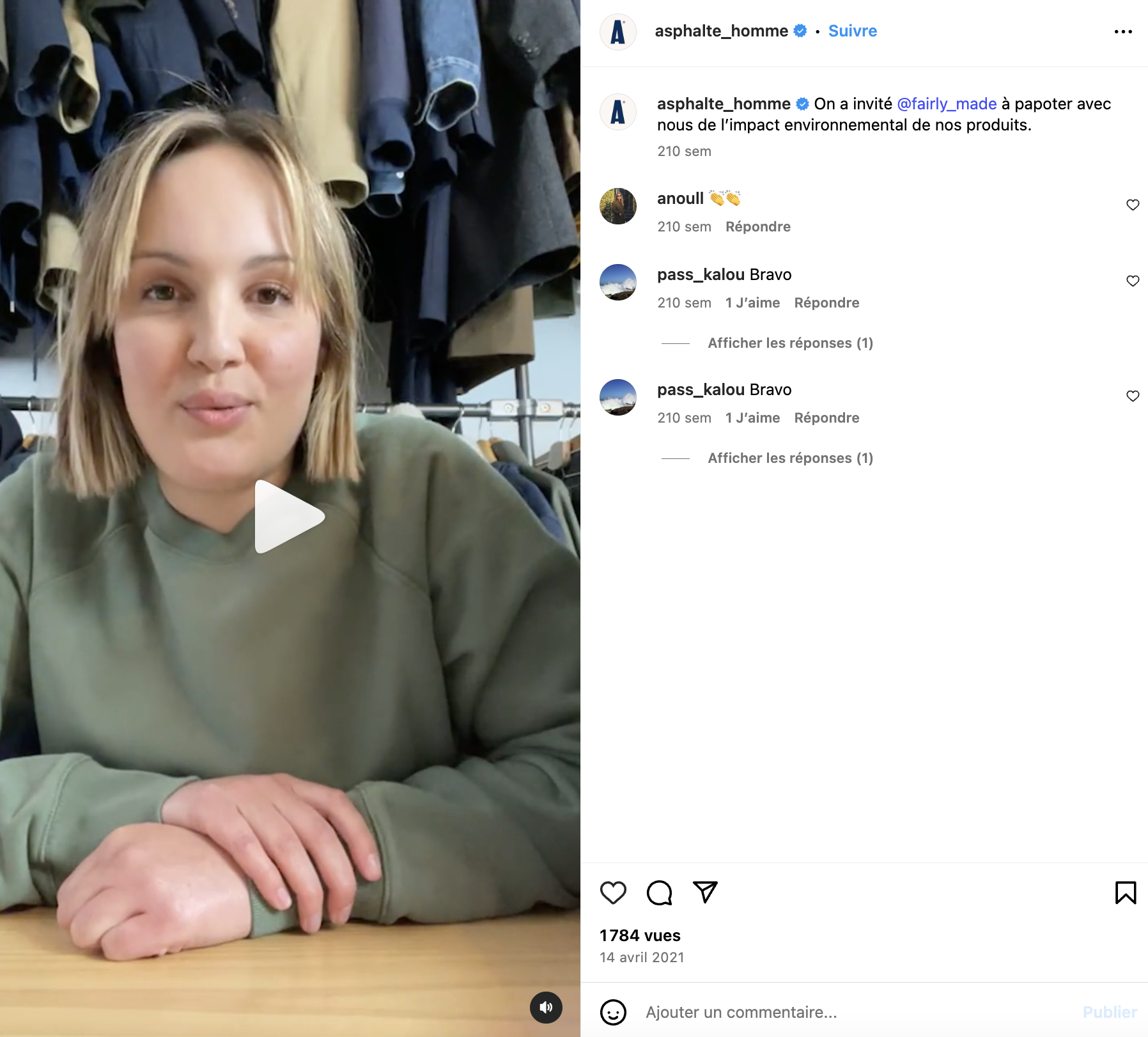 live instagram pour parler de la fabrication des produits Asphalte