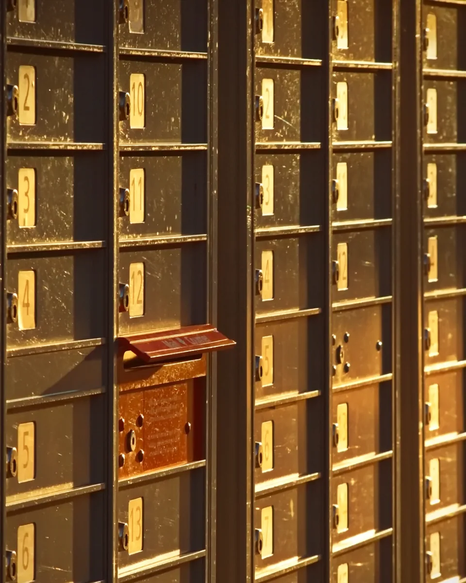 Un mur de boîtes aux lettres identiques, toutes numérotées : l'image même de la prospection de masse